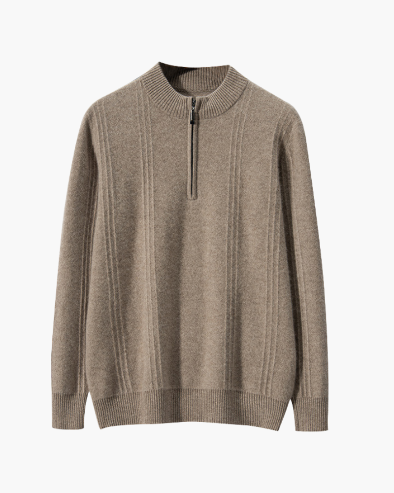 100% Cashmere Ribbed Half Zip - Northern Blood