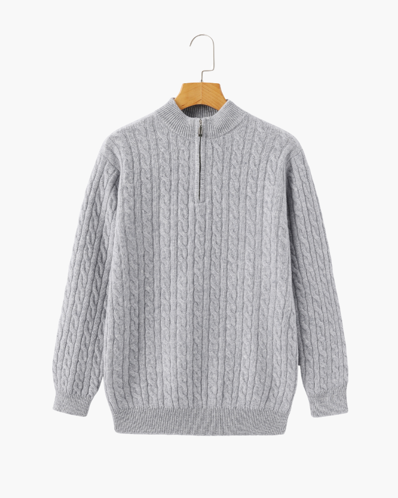 100% Cashmere Woven Half Zip - Northern Blood