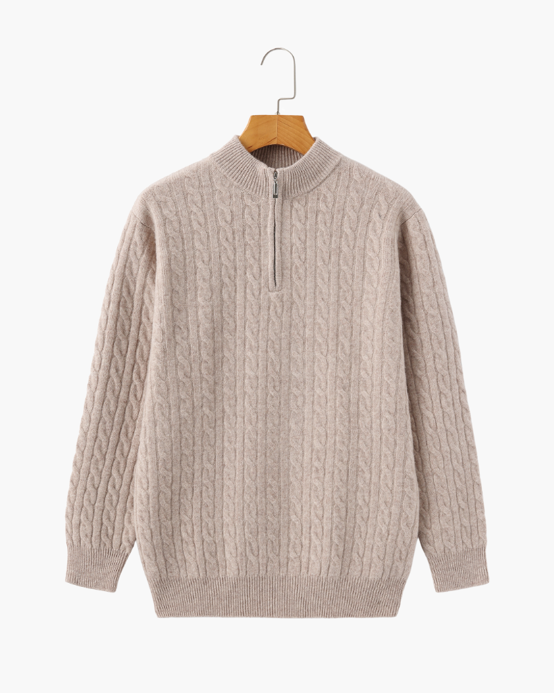 100% Cashmere Woven Half Zip - Northern Blood