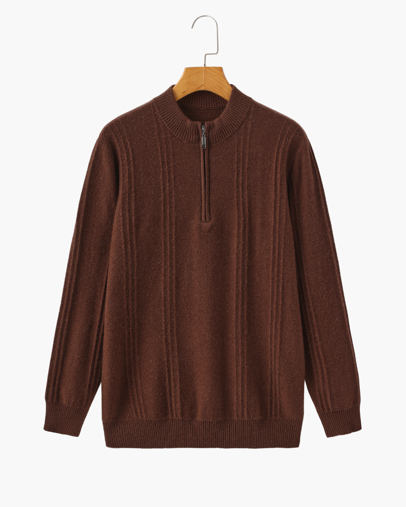 100% Cashmere Ribbed Half Zip - Northern Blood