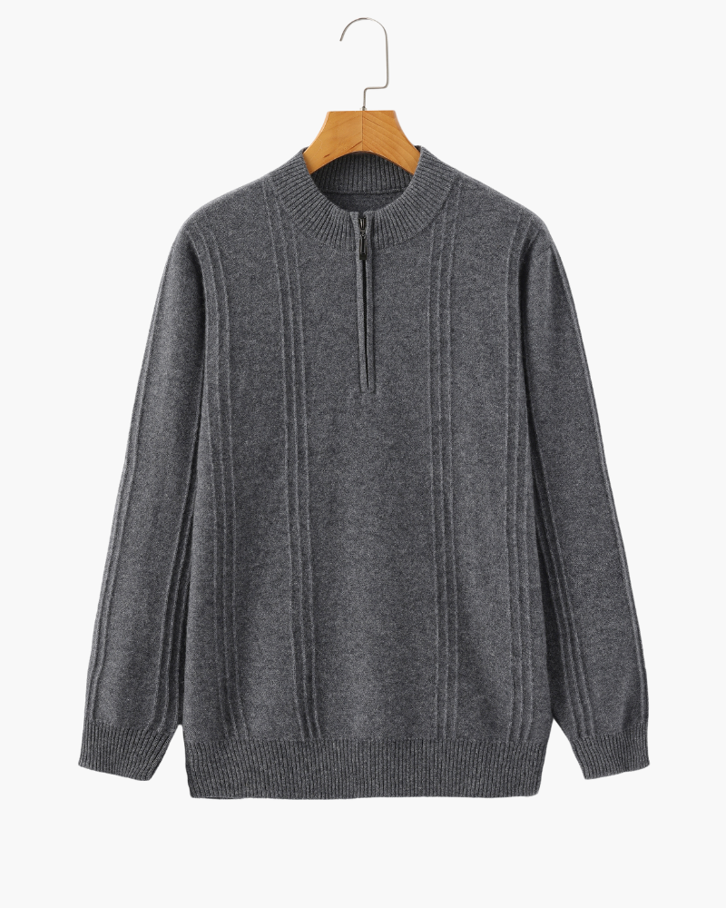 100% Cashmere Ribbed Half Zip - Northern Blood