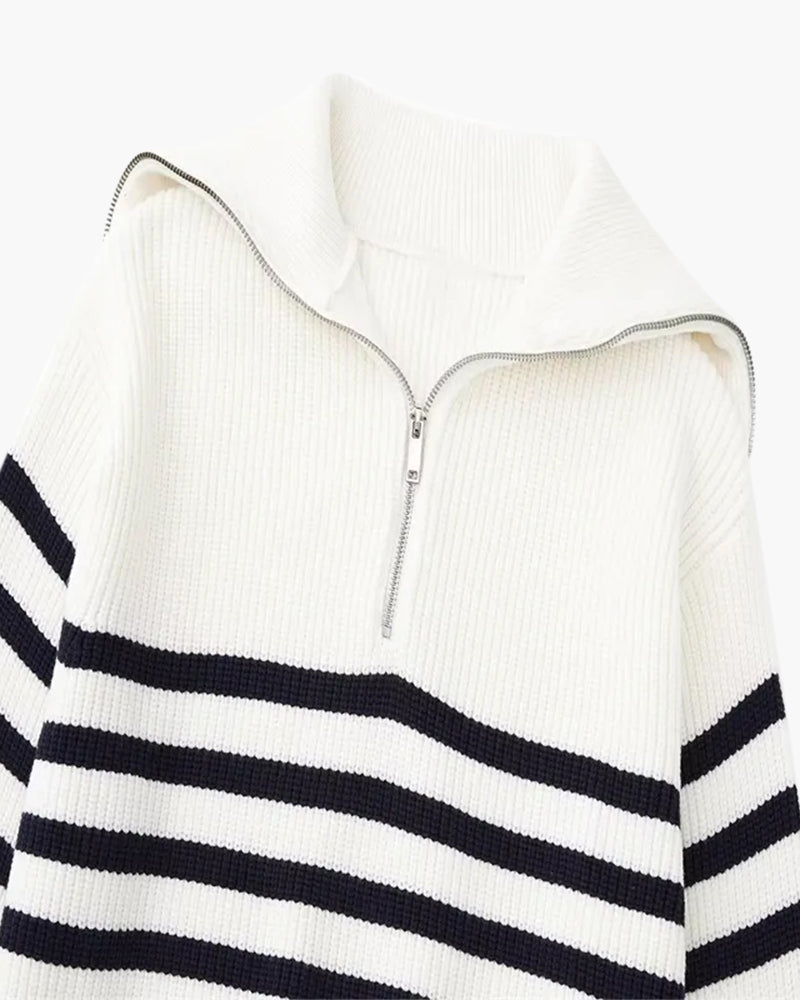 Striped Zip Up Sweater