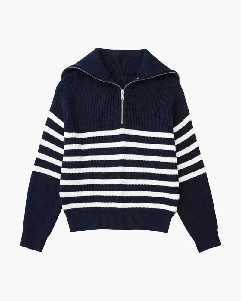 Striped Zip Up Sweater - Northern Blood